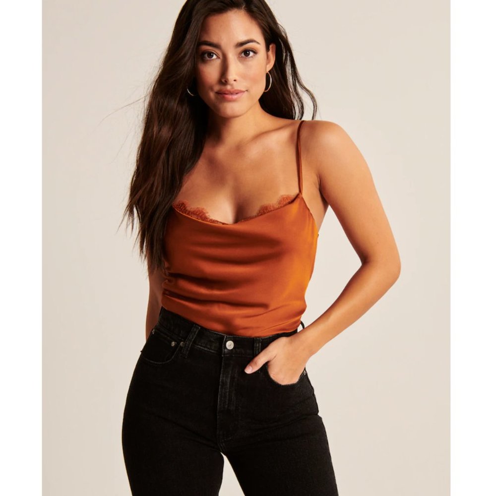 Abercrombie Lace Trim Cowlneck Cami